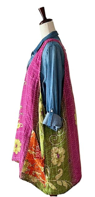 Kantha Bae Harmony Mini Dress, Reversible (Flowers)