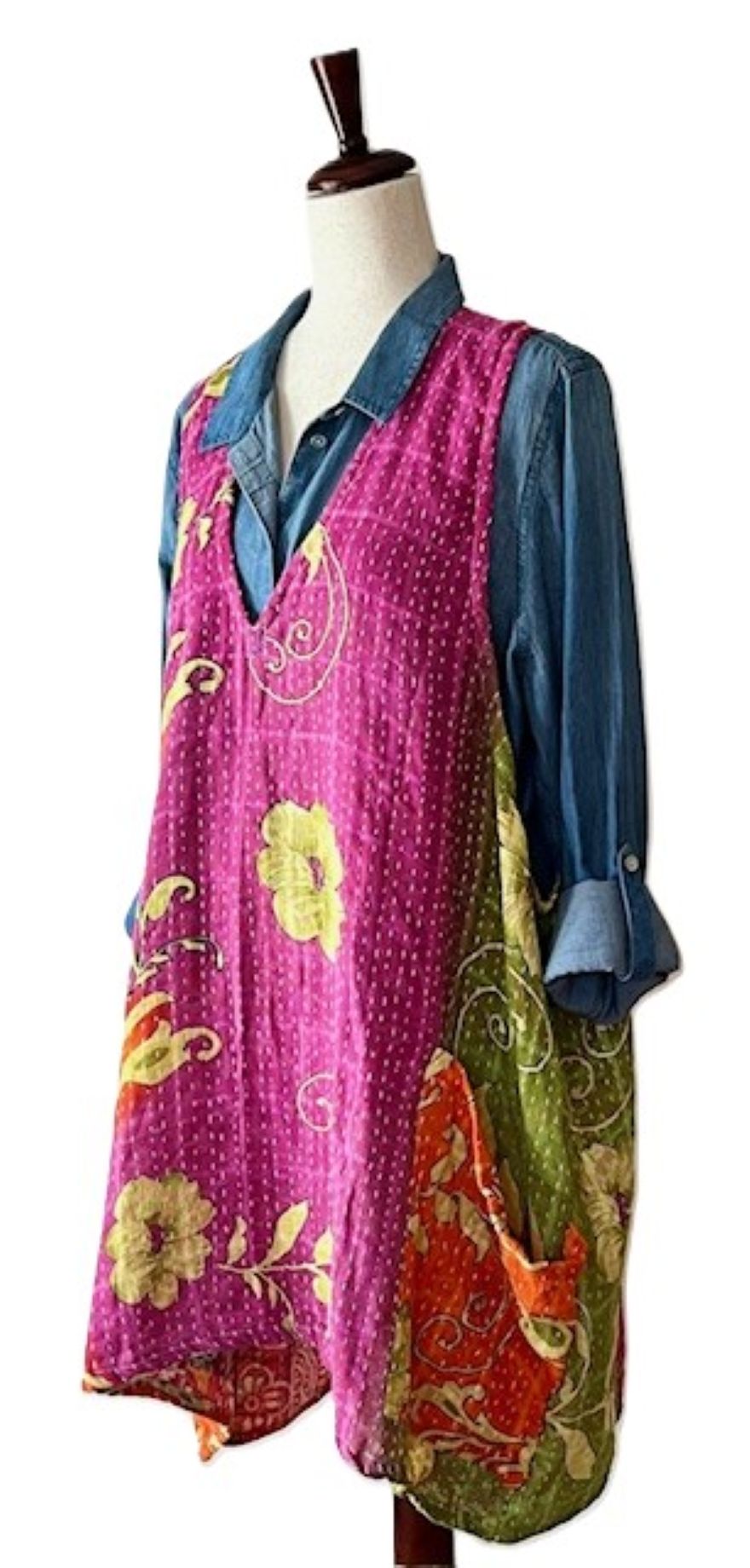 Kantha Bae Harmony Mini Dress, Reversible (Flowers)