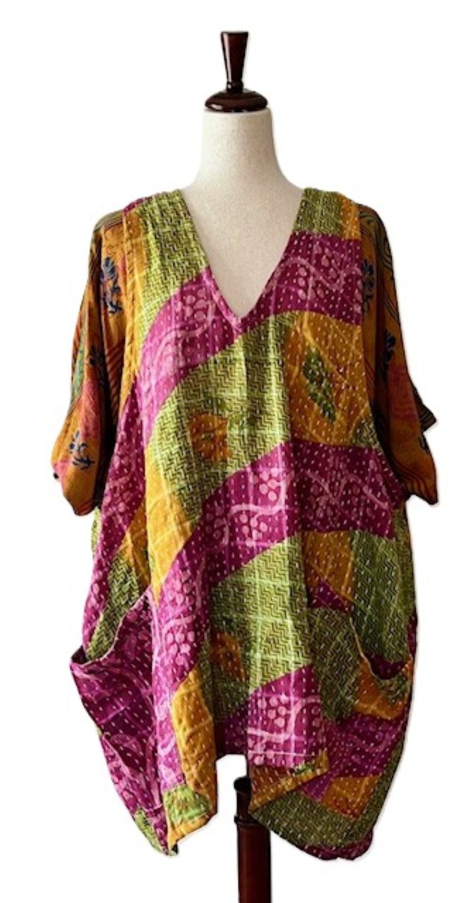 Kantha Bae Harmony Mini Dress, Reversible (Stripe)