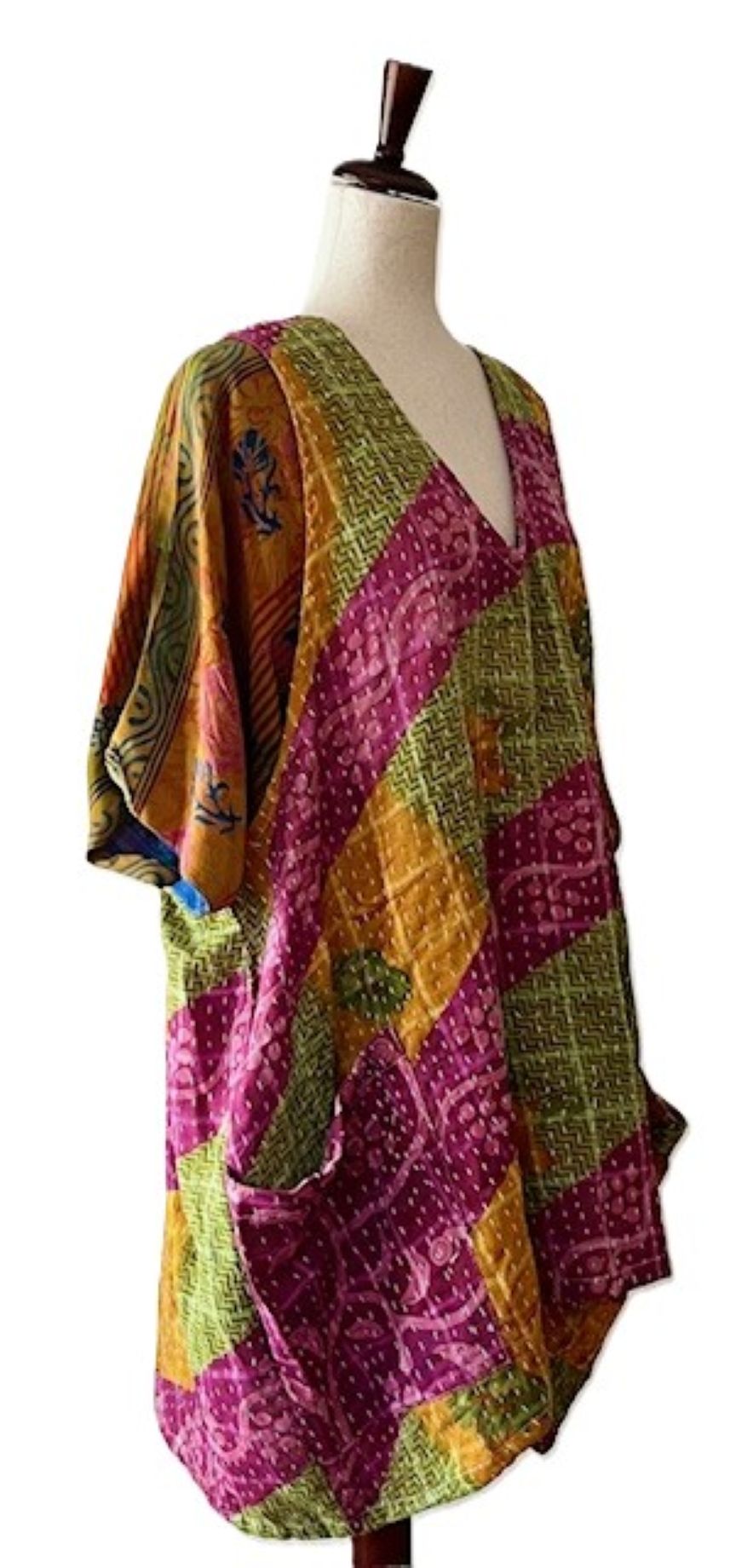 Kantha Bae Harmony Mini Dress, Reversible (Stripe)