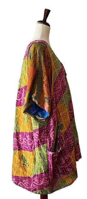 Kantha Bae Harmony Mini Dress, Reversible (Stripe)