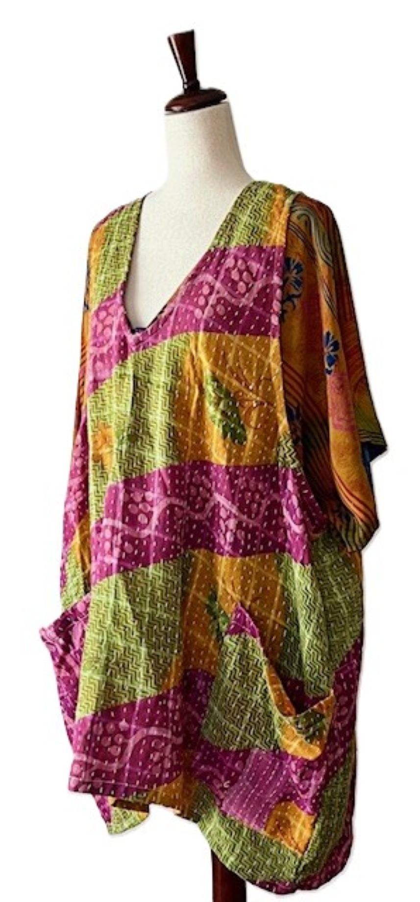 Kantha Bae Harmony Mini Dress, Reversible (Stripe)