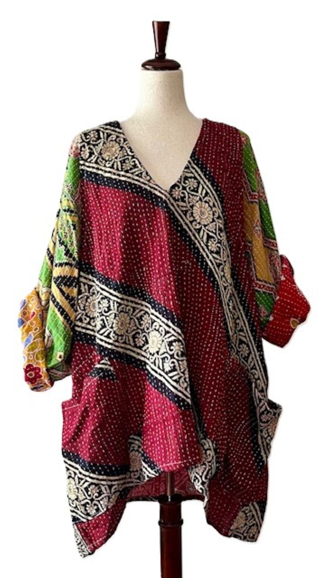 Kantha Bae Harmony Mini Dress, Reversible (Diagonal Stripe)