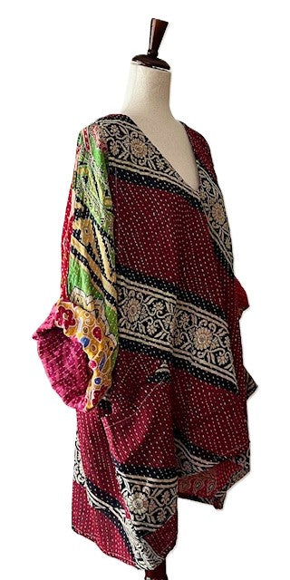 Kantha Bae Harmony Mini Dress, Reversible (Diagonal Stripe)