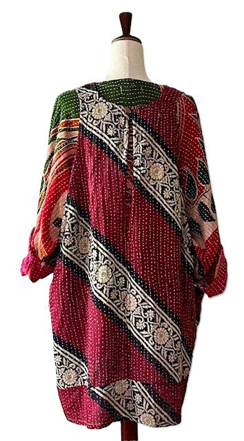 Kantha Bae Harmony Mini Dress, Reversible (Diagonal Stripe)