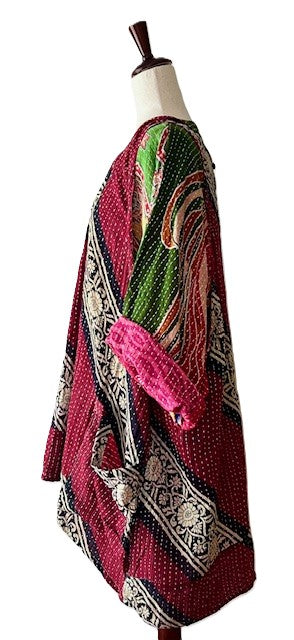 Kantha Bae Harmony Mini Dress, Reversible (Diagonal Stripe)