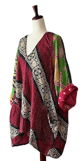 Kantha Bae Harmony Mini Dress, Reversible (Diagonal Stripe)