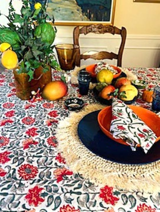 Block Printed Homestead Tablecloth Creates An Inviting Environment