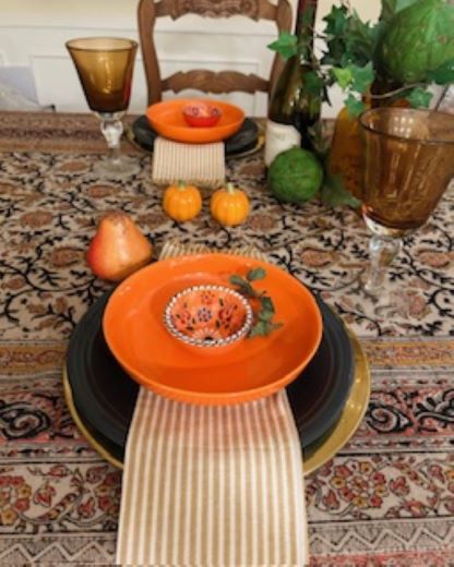 Gold and Rose Kalamkari Tablecloth (60 X 90) Is Dramatic