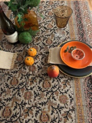 Gold and Rose Kalamkari Tablecloth (60 X 90) Is Dramatic