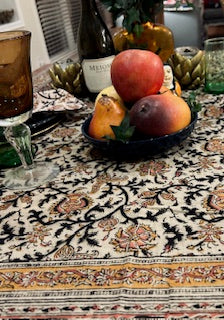 Gold and Rose Kalamkari Tablecloth (60 X 90) Is Dramatic
