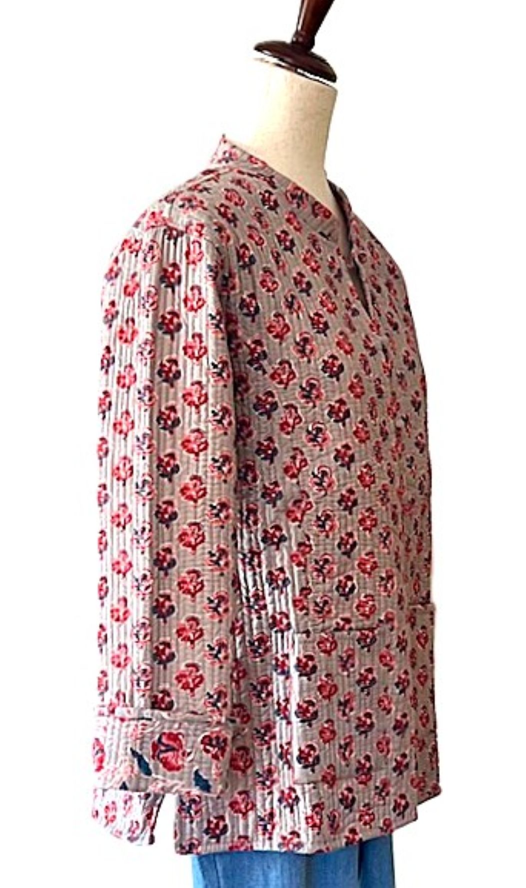 Luxe Cotton Quilted Women's Jacket, Fully Reversible (Rose Floral)