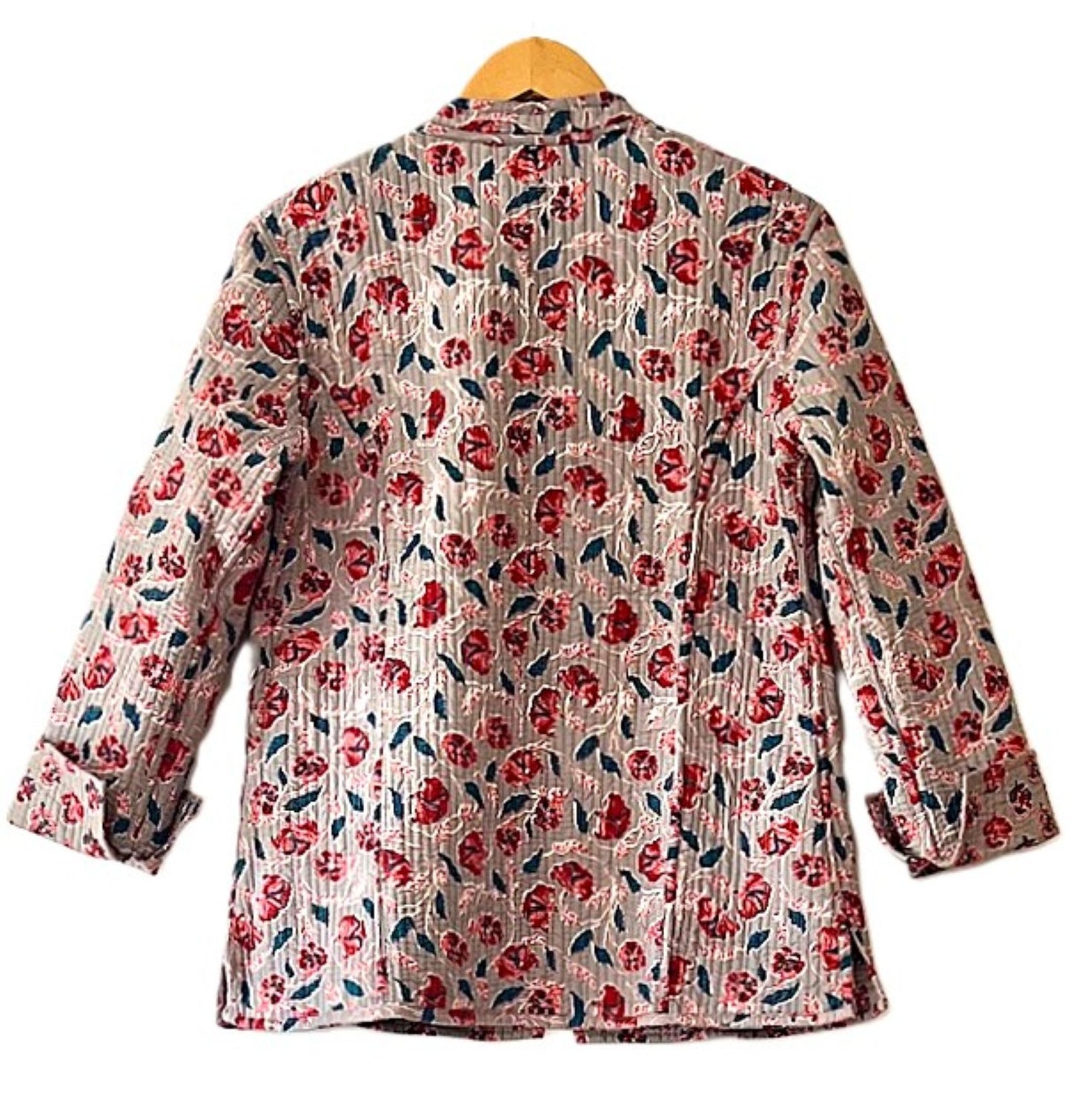 Luxe Cotton Quilted Women's Jacket, Fully Reversible (Rose Floral)