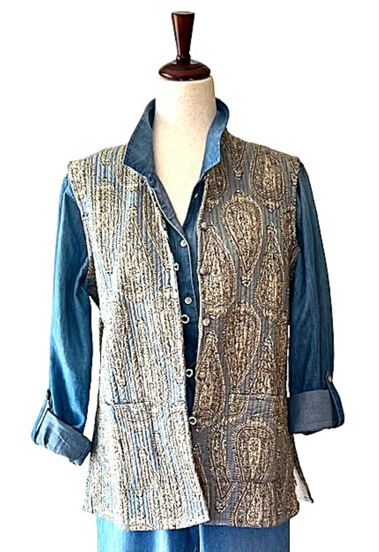 Kantha Quilted Vest. Handmade, Stylish, and Reversible.
