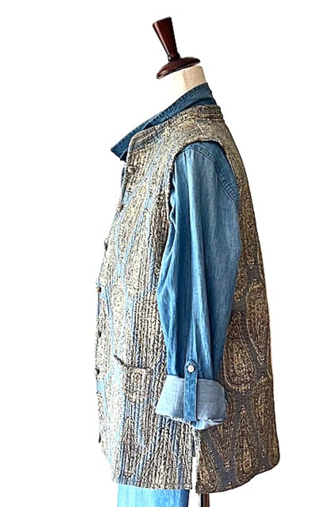 Kantha Quilted Vest. Handmade, Stylish, and Reversible.