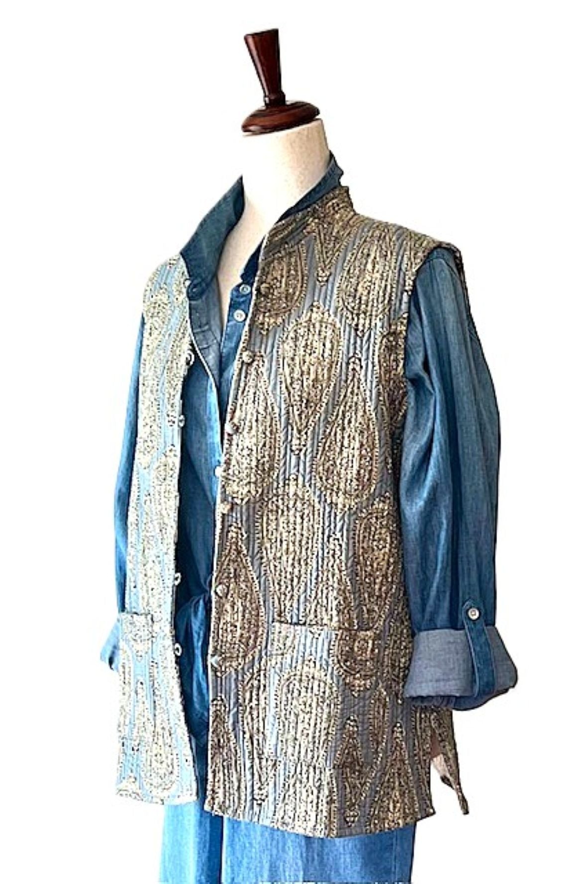 Kantha Quilted Vest. Handmade, Stylish, and Reversible.