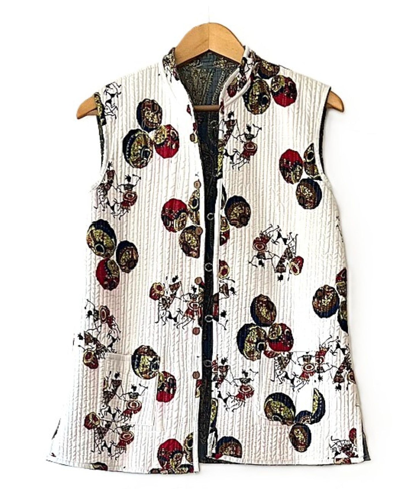 Kantha Quilted Vest. Handmade, Stylish, and Reversible.