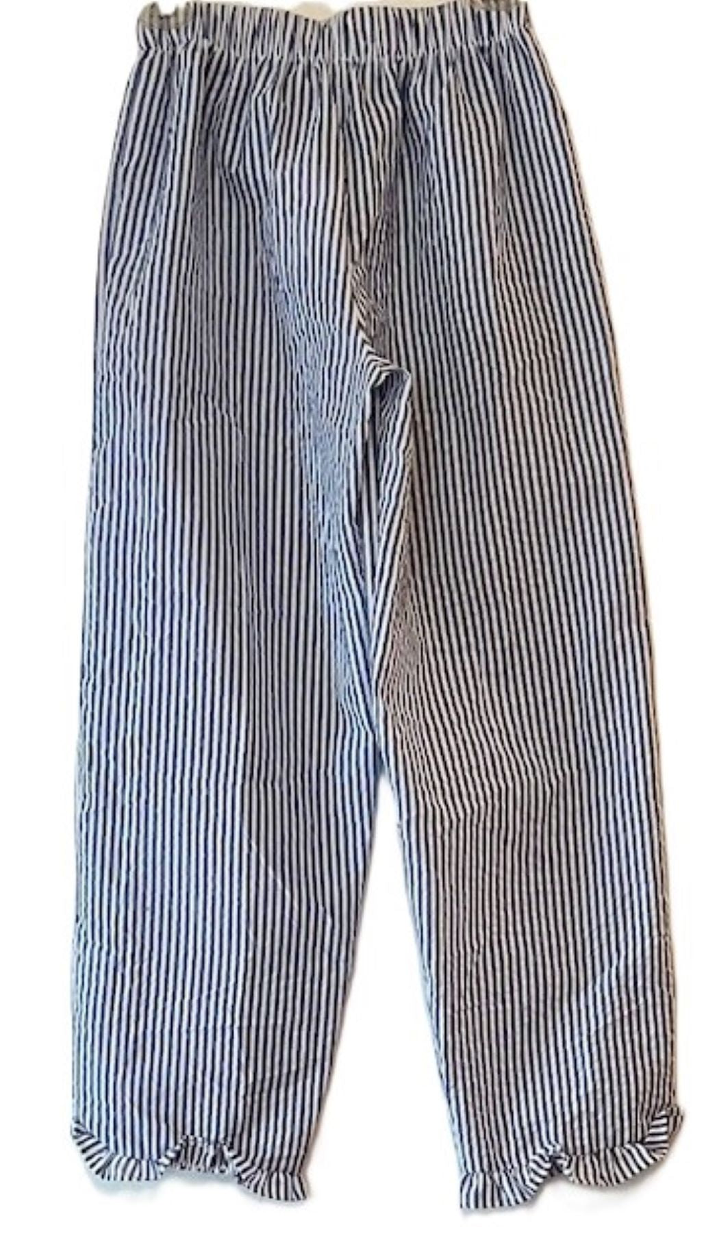 Very Parisian Ruffle Pajama Pant or Short, Sky Blue Stripe