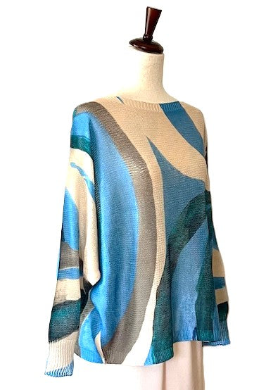 Italian Knit Sweater, Great Color and Light Weight. (Multi Wavy)