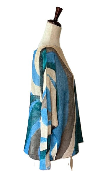 Italian Knit Sweater, Great Color and Light Weight. (Multi Wavy)