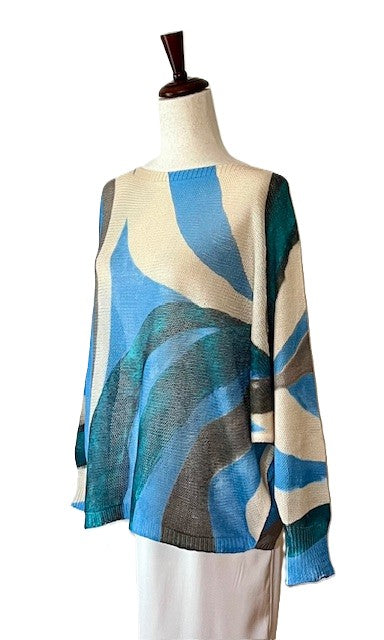 Italian Knit Sweater, Great Color and Light Weight. (Multi Wavy)