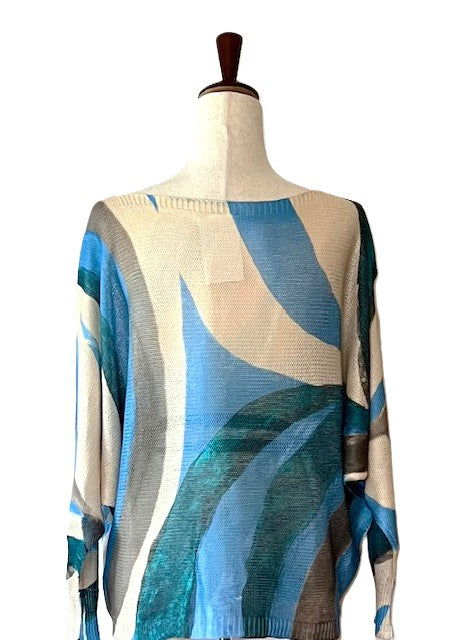 Italian Knit Sweater, Great Color and Light Weight. (Multi Wavy)