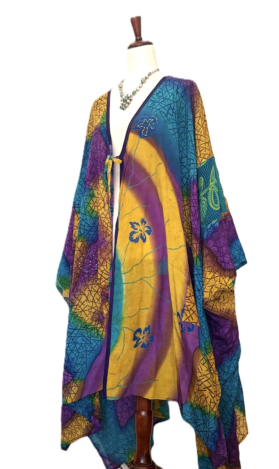 Kantha Bae New Orchid Silk Kimono With Tie . Great Layer. (Multi Colored)