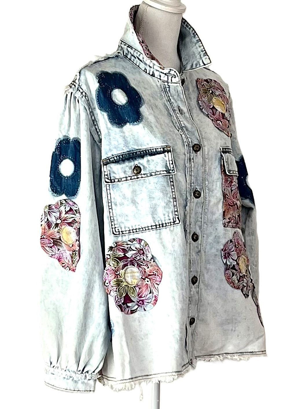 Floral Patch Detail Denim Jacket. It's Love At First Sight.