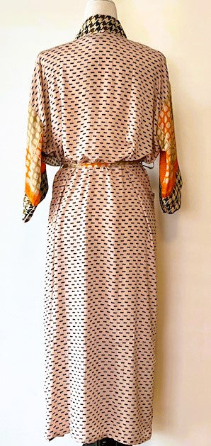 Silk Kimono Duster Mixed Print Patchwork
