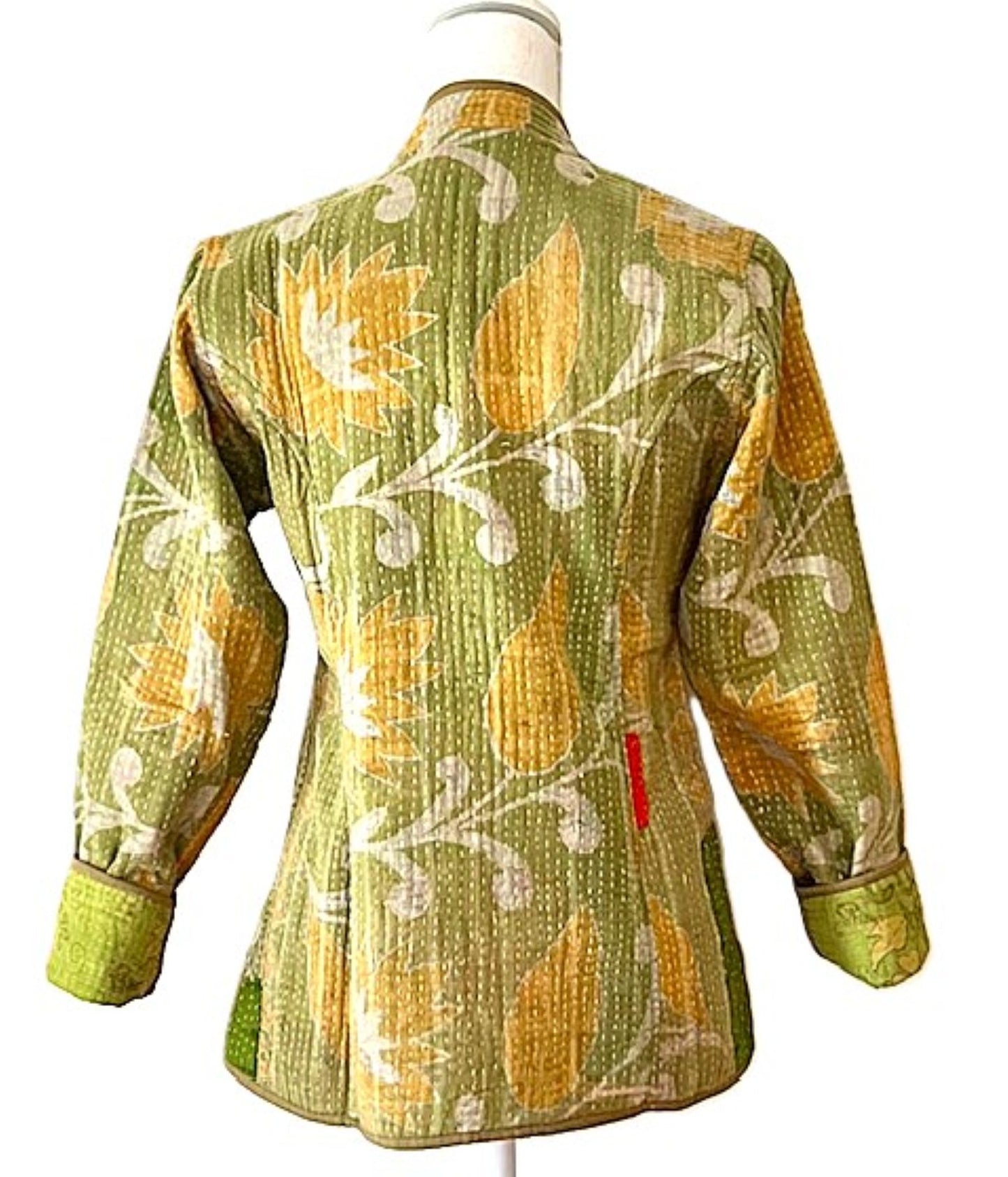 Jacket: Fully Reversible Short Quilted With Kantha Stitching. Fashion Piece.
