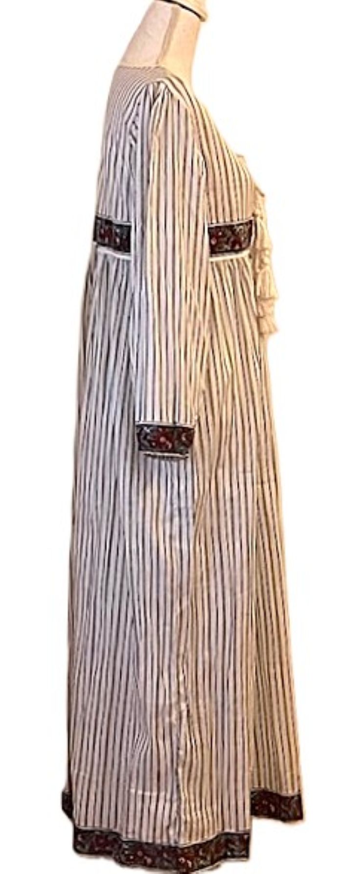 Dresses: Traditional Striped Cotton Maxi. (Ticking Stripe)