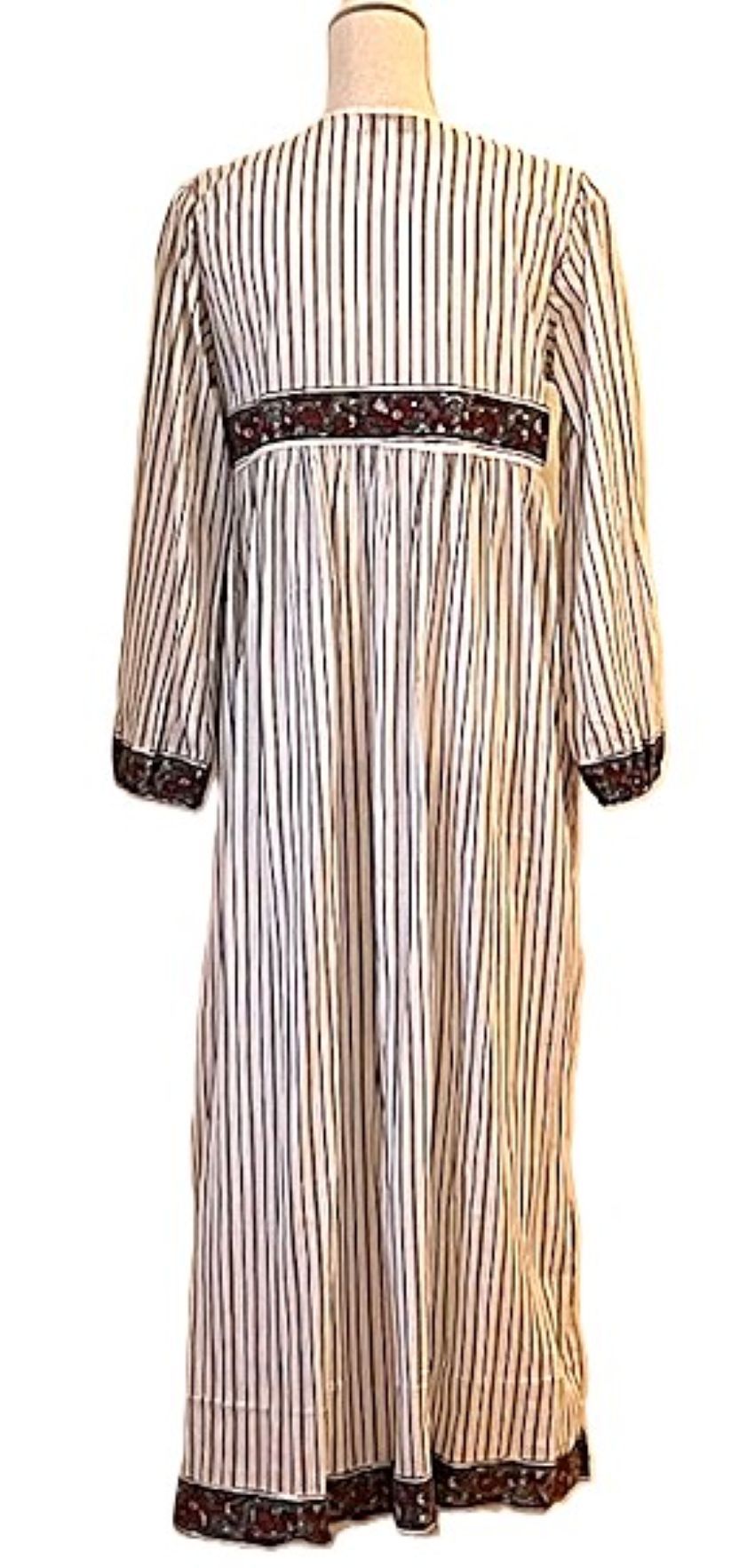 Dresses: Traditional Striped Cotton Maxi. (Ticking Stripe)