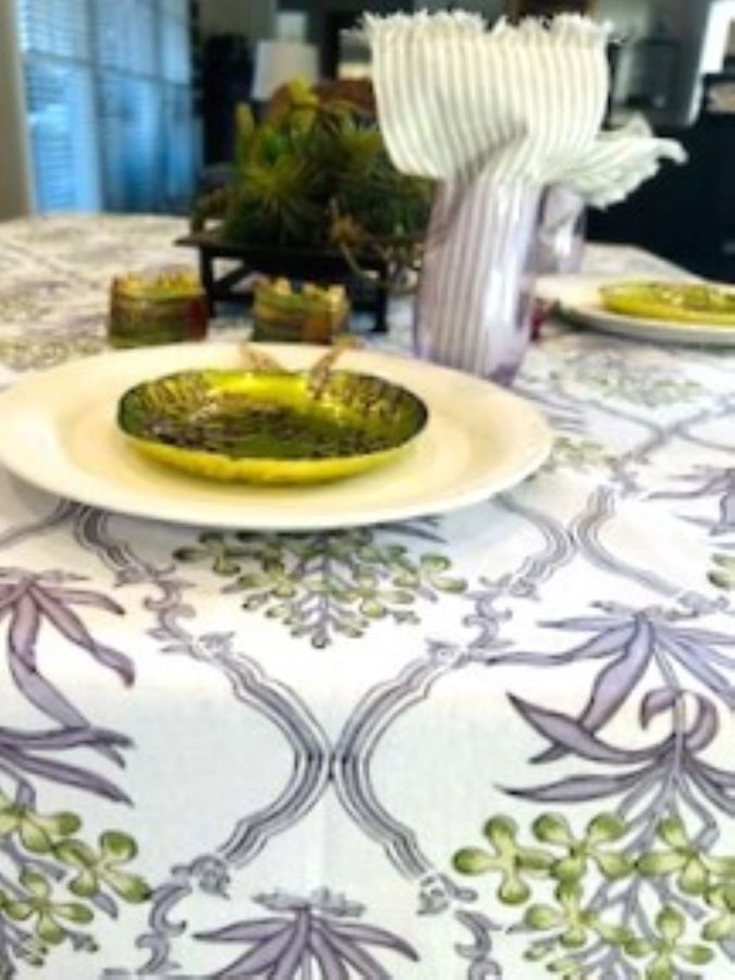 Complete Collection: Handmade Block Print Linens. (Lilac and Green)