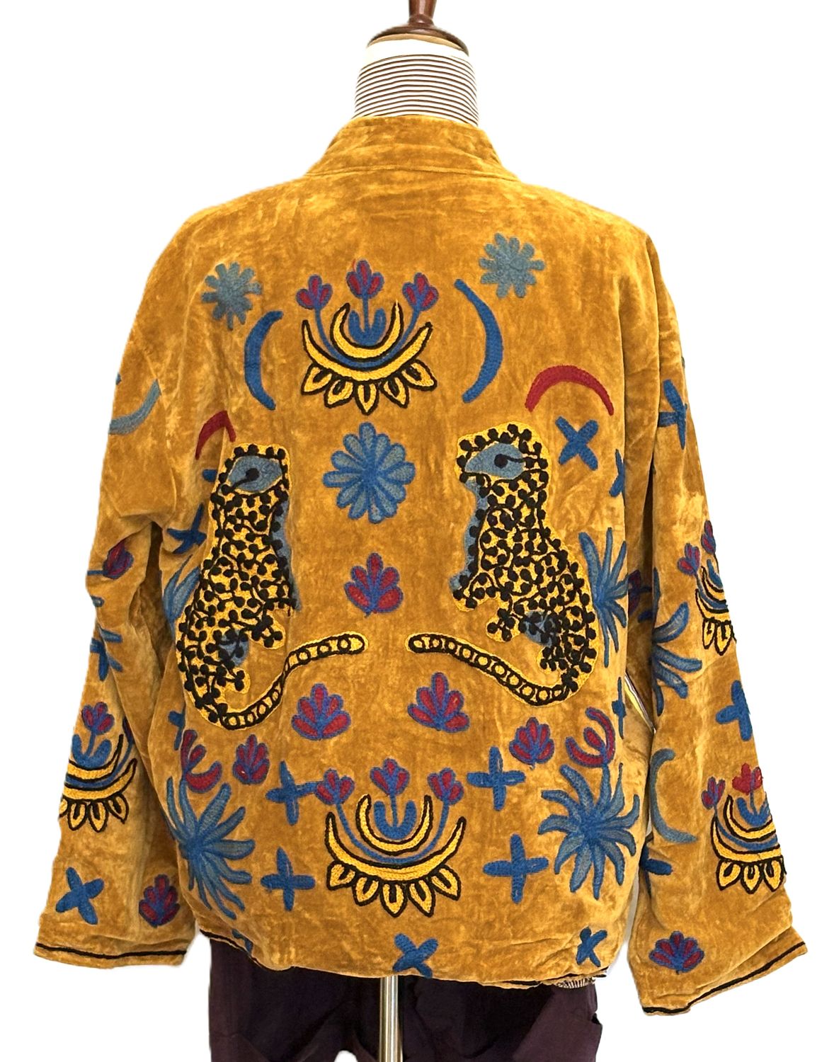 Jacket, Wearable Art In This Boho Celestrial Velvet Jacket.(Mustard)