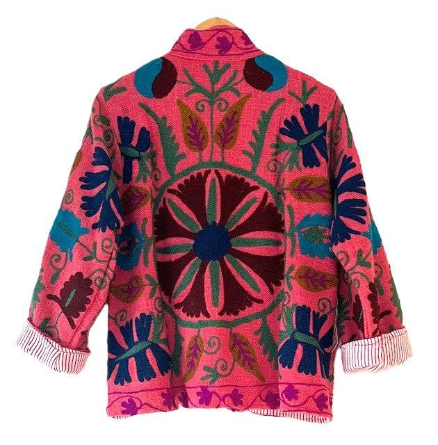 Wearable Art In This Fully Reversible Hand Embroidered Jacket. (Red)