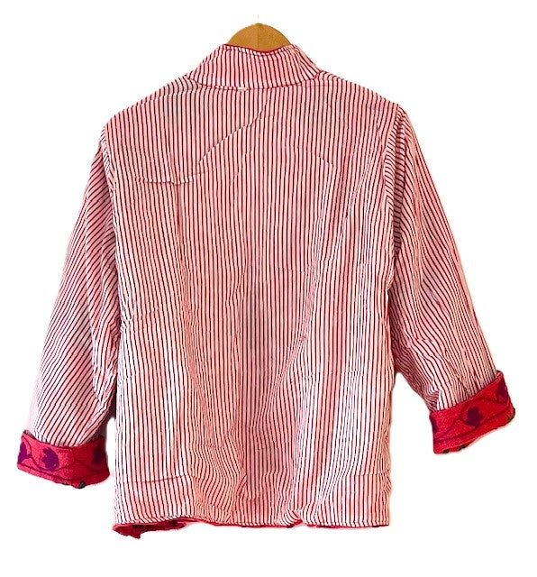 Wearable Art In This Fully Reversible Hand Embroidered Jacket. (Red)