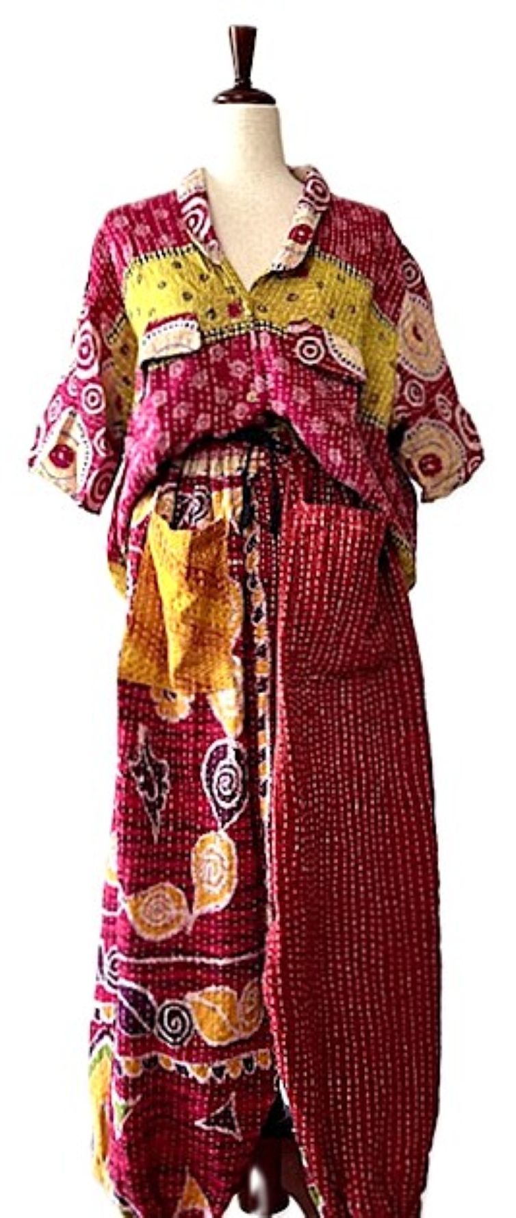 Kantha Bae Cool Kantha Cotton Joggers. Best Seller (Burgundy)