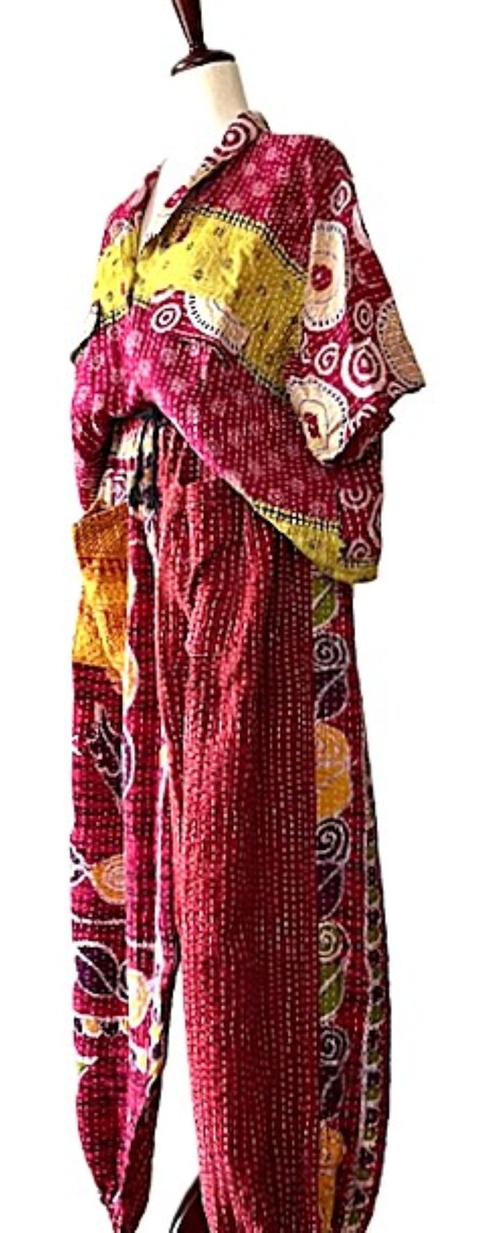 Kantha Bae Cool Kantha Cotton Joggers. Best Seller (Burgundy)