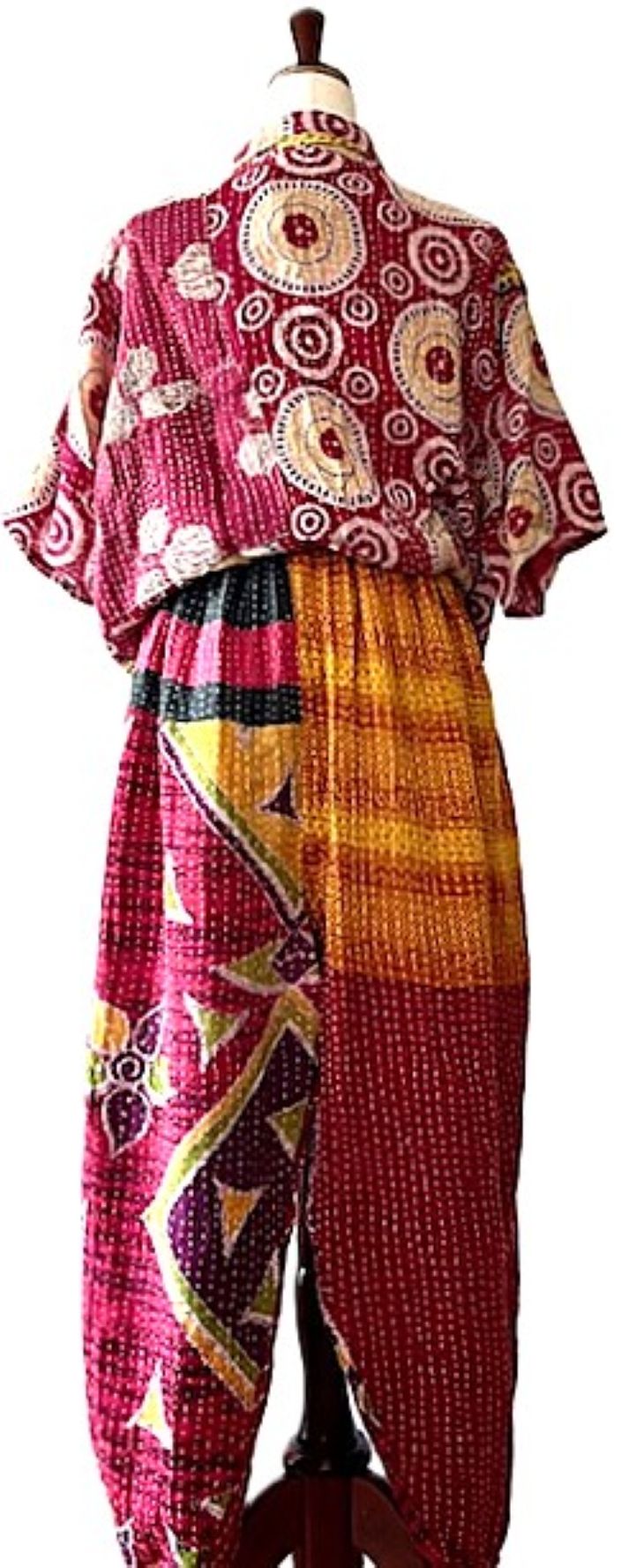Kantha Bae Cool Kantha Cotton Joggers. Best Seller (Burgundy)