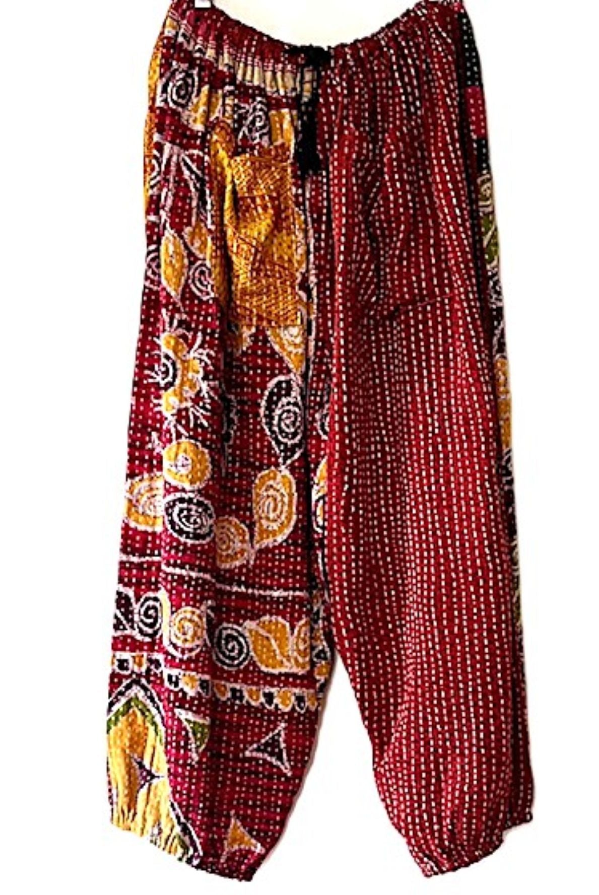 Kantha Bae Cool Kantha Cotton Joggers. Best Seller (Burgundy)