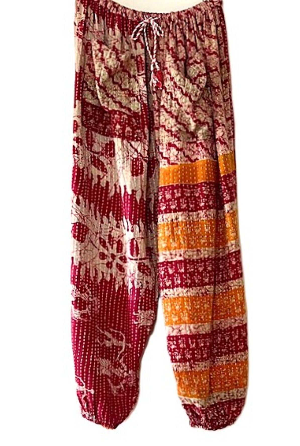 Kantha Bae Cool Kantha Cotton Joggers. Best Seller (Fuschia Orange)