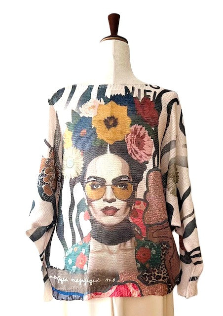 Italian Knit Sweater, Frida with Glasses
