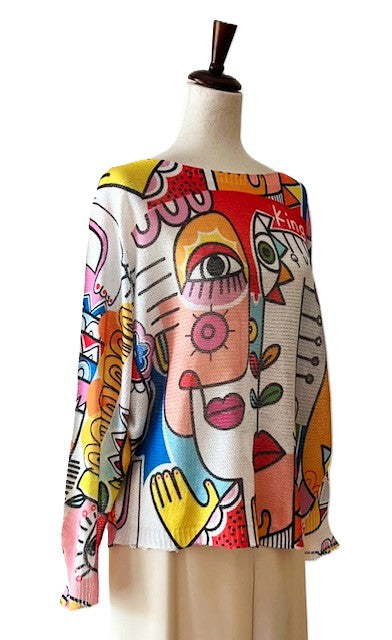 Italian Knit Sweater, Eye Picasso. Be Bold