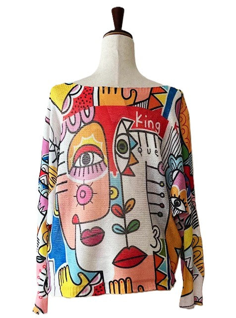 Italian Knit Sweater, Eye Picasso. Be Bold