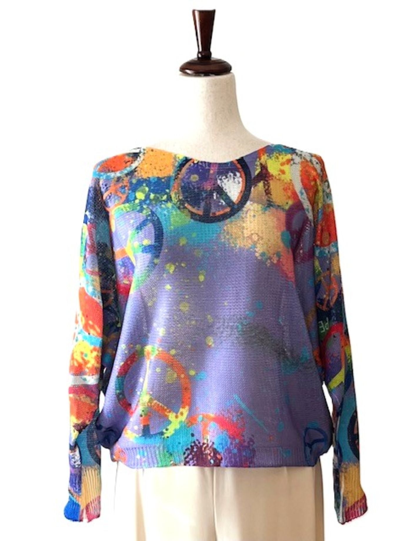 Italian Knit Sweater, Purple Peace and Love