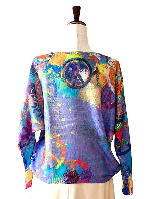 Italian Knit Sweater, Purple Peace and Love