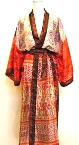 Luxury Silk Kimono Duster: Gorgeous Colors in Bronze/Brown/Orange