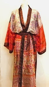 Luxury Silk Kimono Duster: Gorgeous Colors in Bronze/Brown/Orange