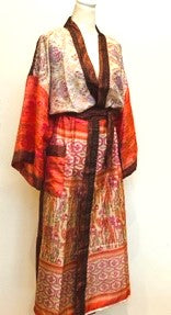 Luxury Silk Kimono Duster: Gorgeous Colors in Bronze/Brown/Orange