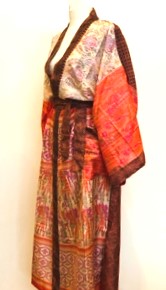 Luxury Silk Kimono Duster: Gorgeous Colors in Bronze/Brown/Orange